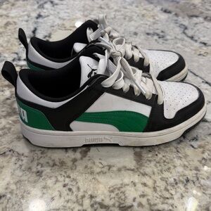 Puma Black, White, and Green Sneakers